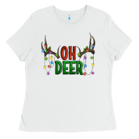 White Oh deer christmas Ladies Tee - Artiststas