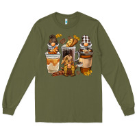 Army Green Coffee gnome Long Sleeve Tee - BarkalooDesign