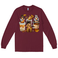 Burgundy Coffee gnome Long Sleeve Tee - BarkalooDesign