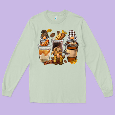 Coffee Gnome Long Sleeve Tee Designed By Barkaloodesign