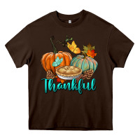 Chocolate Brown thankful pumpkins Heavy Core Tee - BundleAndBundleShop