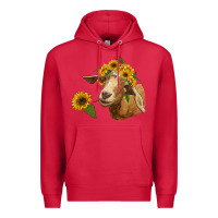 Cardinal goat with sunflower Premium Hoodie - RanaPortraitStore