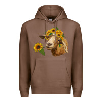 Chestnut goat with sunflower Premium Hoodie - RanaPortraitStore