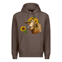 Coffee goat with sunflower Premium Hoodie - RanaPortraitStore