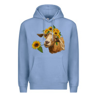 Colony Blue goat with sunflower Premium Hoodie - RanaPortraitStore