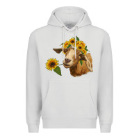 Dove Grey goat with sunflower Premium Hoodie - RanaPortraitStore