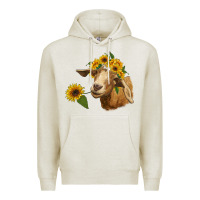 Oatmeal Heather goat with sunflower Premium Hoodie - RanaPortraitStore