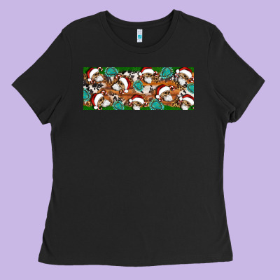 Santa Skeleton Christmas Ladies Tee Designed By Artiststas