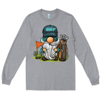 Heather Grey golf gnome Long Sleeve Tee - BarkalooDesign