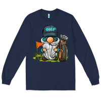Navy golf gnome Long Sleeve Tee - BarkalooDesign