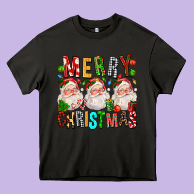 Merry Christmas Santa Heavy Core Tee Designed By Fadigitalartstudio