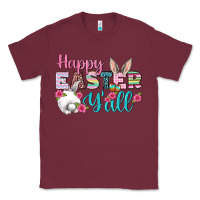 Burgundy Happy Easter Y'all Classic Tee - BundleAndBundleShop