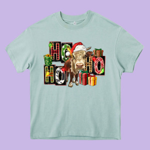 Ho Ho Ho Heifer Heavy Core Tee Designed By Fadigitalartstudio