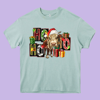 Ho Ho Ho Heifer Heavy Core Tee Designed By Fadigitalartstudio