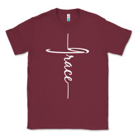 Burgundy grace   christian faith cross script baptism gift Classic Tee - DesigneFamous