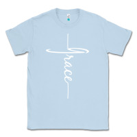 Dusty Blue grace   christian faith cross script baptism gift Classic Tee - DesigneFamous