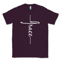 Plum grace   christian faith cross script baptism gift Classic Tee - DesigneFamous