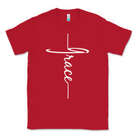 Red grace   christian faith cross script baptism gift Classic Tee - DesigneFamous