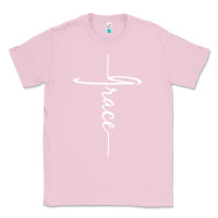 Bubblegum Pink grace   christian faith cross script baptism gift Classic Tee - DesigneFamous