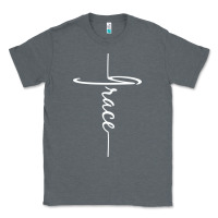 Charcoal Heather grace   christian faith cross script baptism gift Classic Tee - DesigneFamous