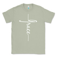 Matcha grace   christian faith cross script baptism gift Classic Tee - DesigneFamous