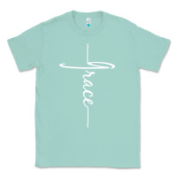 Seafoam grace   christian faith cross script baptism gift Classic Tee - DesigneFamous