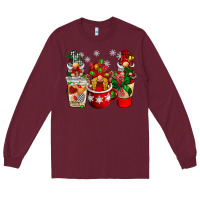 Burgundy Christmas coffee gnome Long Sleeve Tee - BarkalooDesign