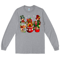 Heather Grey Christmas coffee gnome Long Sleeve Tee - BarkalooDesign