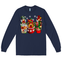 Navy Christmas coffee gnome Long Sleeve Tee - BarkalooDesign