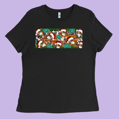 Santa Skeleton Christmas Ladies Tee Designed By Artiststas