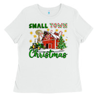 White Small Town Christmas Ladies Tee - Artiststas