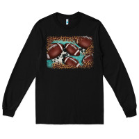 Black American football leopard cowhide turquoise  leather background Long Sleeve Tee - BarkalooDesign