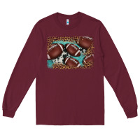 Burgundy American football leopard cowhide turquoise  leather background Long Sleeve Tee - BarkalooDesign