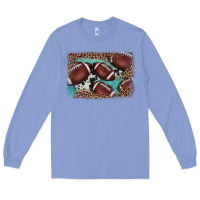 Colony Blue American football leopard cowhide turquoise  leather background Long Sleeve Tee - BarkalooDesign