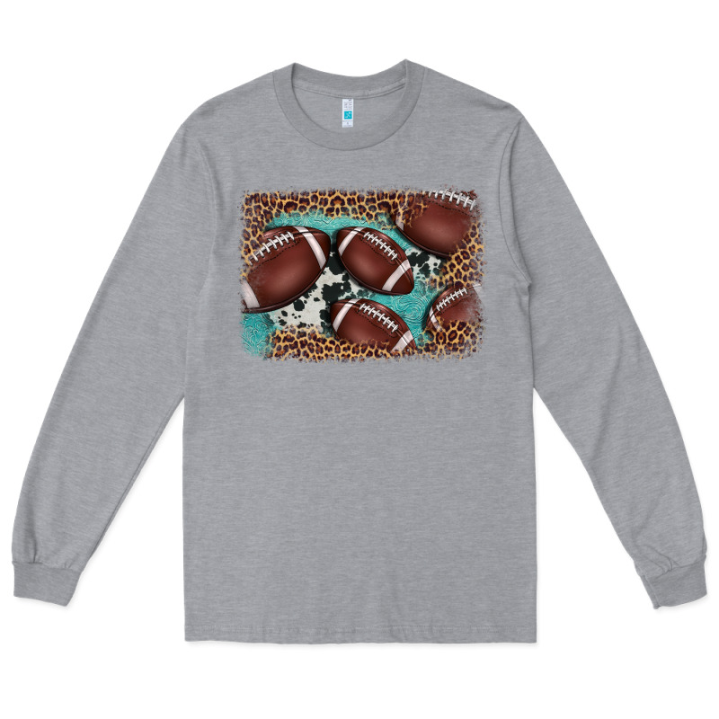 American Football Leopard Cowhide Turquoise  Leather Background Long Sleeve Tee by BarkalooDesign | Teevron