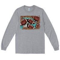 Heather Grey American football leopard cowhide turquoise  leather background Long Sleeve Tee - BarkalooDesign
