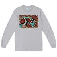 Moon Dust American football leopard cowhide turquoise  leather background Long Sleeve Tee - BarkalooDesign