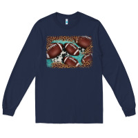 Navy American football leopard cowhide turquoise  leather background Long Sleeve Tee - BarkalooDesign