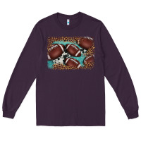 Plum American football leopard cowhide turquoise  leather background Long Sleeve Tee - BarkalooDesign