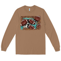 Toasted Coconut American football leopard cowhide turquoise  leather background Long Sleeve Tee - BarkalooDesign