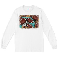 White American football leopard cowhide turquoise  leather background Long Sleeve Tee - BarkalooDesign