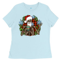 Baby Blue Santa skeleton christmas Ladies Tee - Artiststas