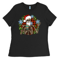 Santa Skeleton Christmas Ladies Tee | Teevron