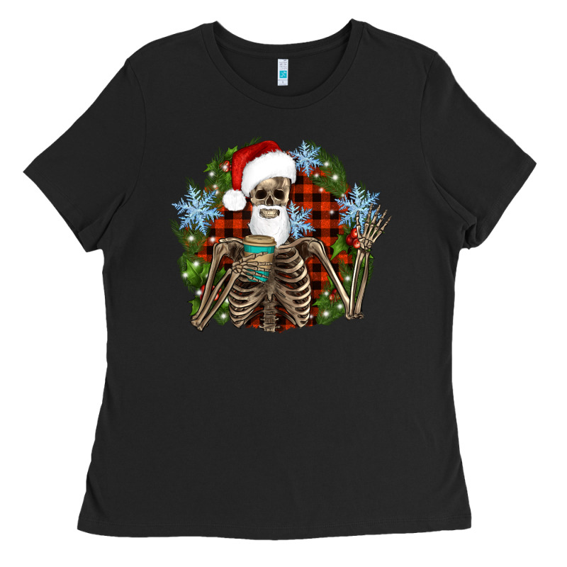 Santa Skeleton Christmas Ladies Tee by Artiststas | Teevron