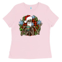 Bubblegum Pink Santa skeleton christmas Ladies Tee - Artiststas