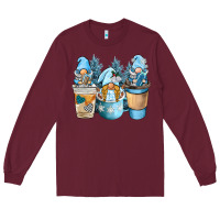 Burgundy winter coffee gnome Long Sleeve Tee - BarkalooDesign