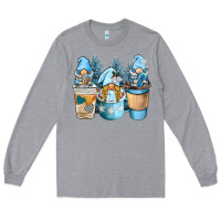 Heather Grey winter coffee gnome Long Sleeve Tee - BarkalooDesign