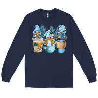 Navy winter coffee gnome Long Sleeve Tee - BarkalooDesign
