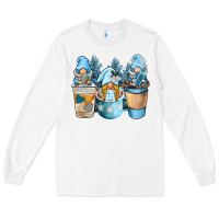 White winter coffee gnome Long Sleeve Tee - BarkalooDesign