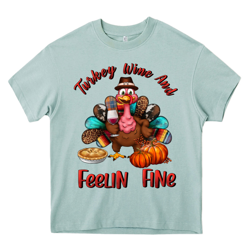 Turkey Wine And Feelin Fine Heavy Core Tee by BundleAndBundleShop | Teevron